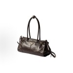 PRADA普拉达 Bonnie 品牌徽标拉链开合  单肩⼿提包 中号 ⼥款 深棕⾊